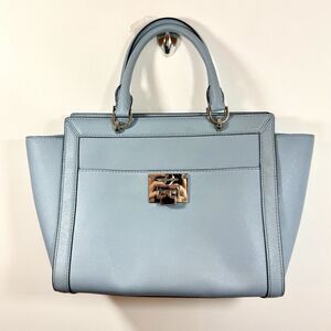 Michael Kors Tina Satchel Pale Blue Large Saffiano MSRP $398